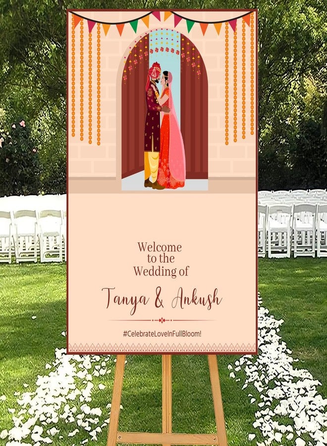 ثيم ماي بارتي لوحة إعلانية لحفل زفاف هندي مُخصصة من Theme My Party - لوحة إعلانية لحفل زفاف هندي مُخصصة - لافتة لحفل زفاف هندي لتزيين حفلات الزفاف - Image 2